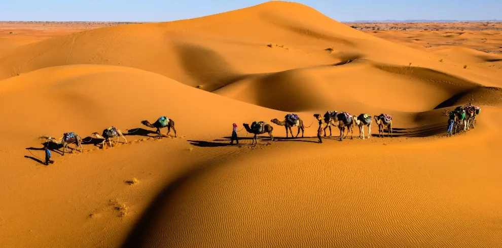 morocco itinerary 7 days​ - Sahara camel trek sunset