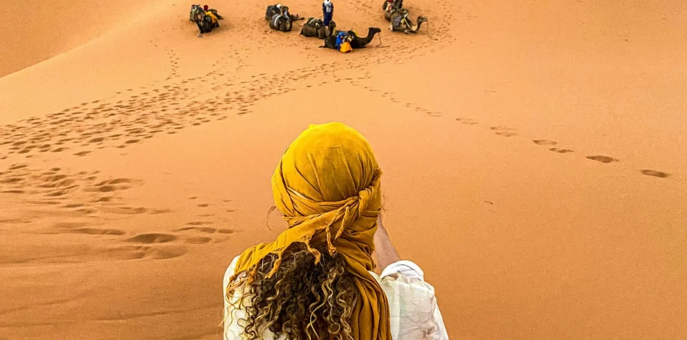 Morocco trip itinerary Sahara desert camel sunset